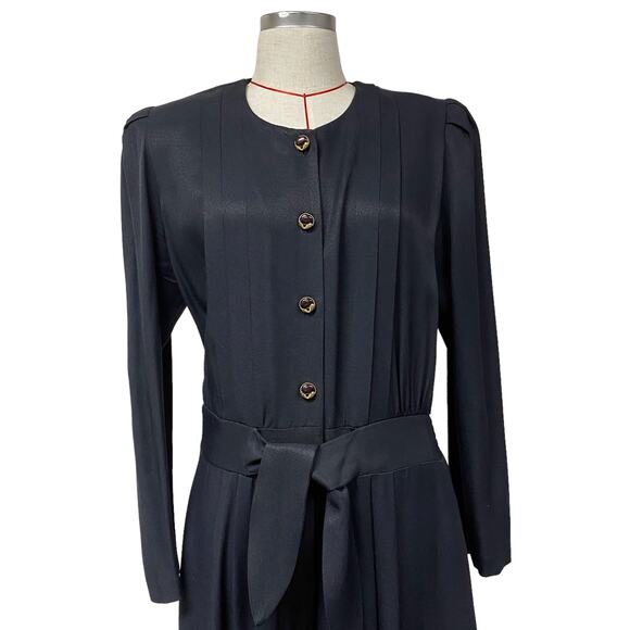 Vintage Molly Malloy Womens Size 12 Black Button Front Jumpsuit - Picture 2 of 10